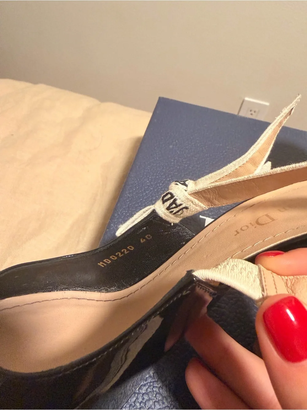 Christian Dion Black Patent Leather Slingback Pumps